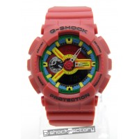 G-Shock & Baby-G GA-110FC & BA-110FC Hyper Color Matte Red Couple Watch Set