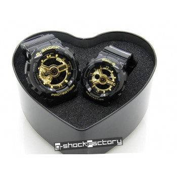 G-Shock & Baby-G GA-110GB & BA-110GB Limited Edition Couple Watch Set Black & Gold